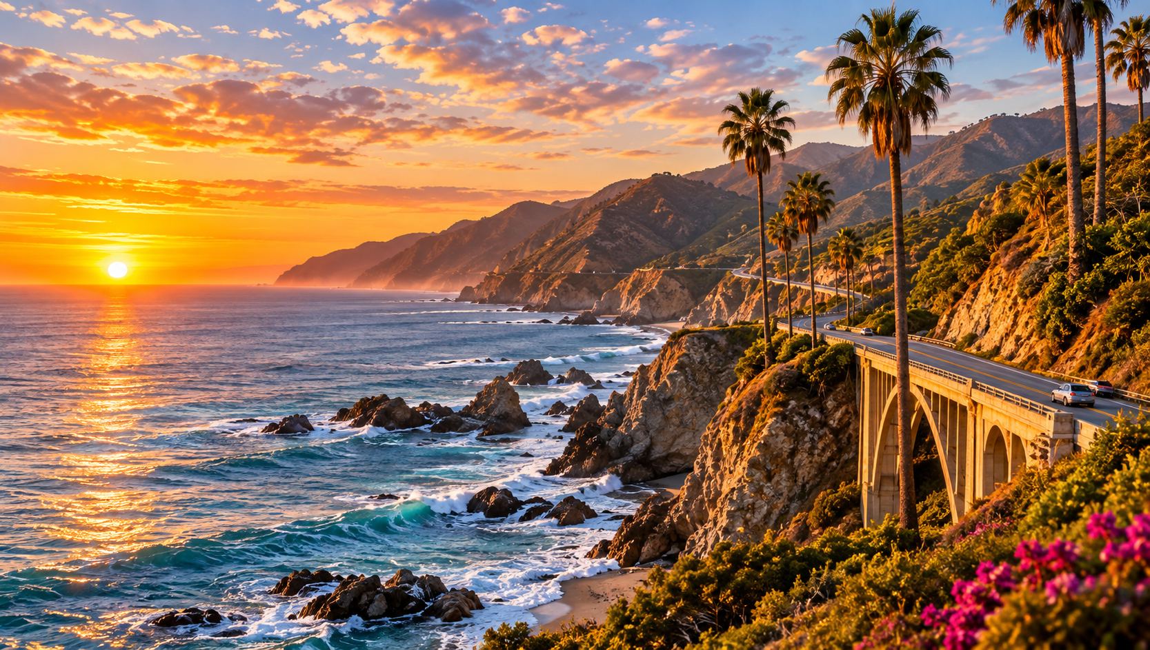 California coastal hills and vineyards at golden hour